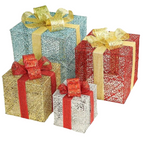 Set 3 Cajas de Regalo Decorativas con Luces LED - vista 1 - Iron Oak Chile