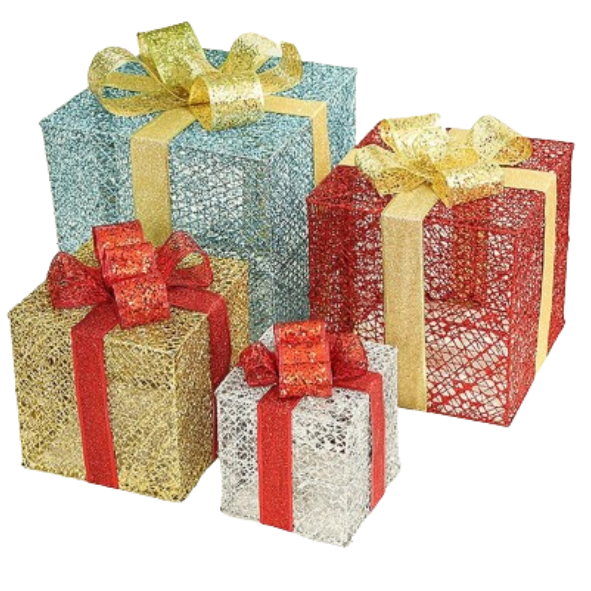 Set 3 Cajas de Regalo Decorativas con Luces LED - vista 1 - Iron Oak Chile
