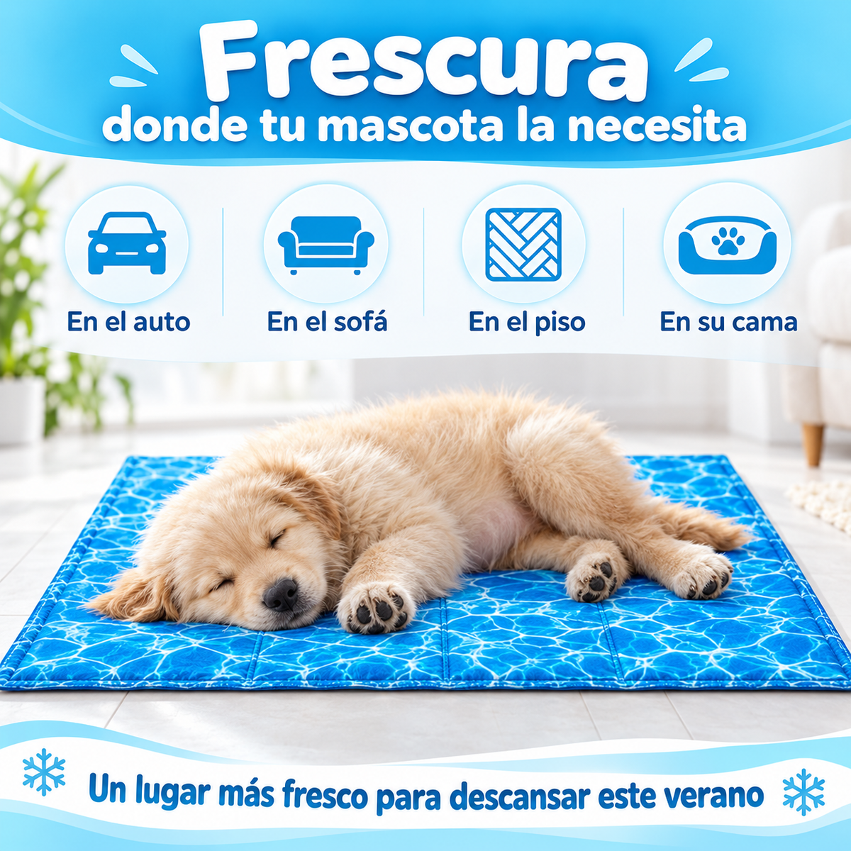 Cama refrescante para Mascotas - Frescura instantánea sin Agua ni Electricidad.