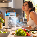 Mini Climatizador Portátil con Humidificador - en uso - Iron Oak Chile