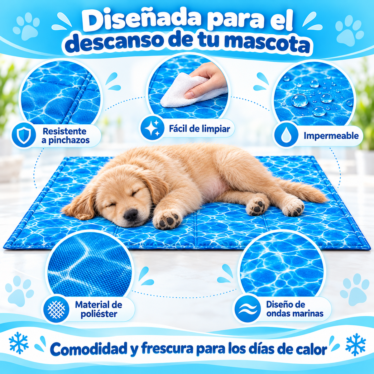 Cama refrescante para Mascotas - Frescura instantánea sin Agua ni Electricidad.
