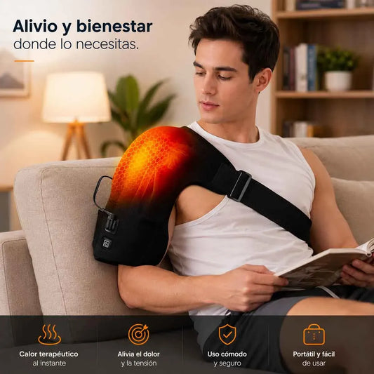 Hombrera Térmica Ajustable - Calor para Relajar Hombros Cansados - Recargable USB-C