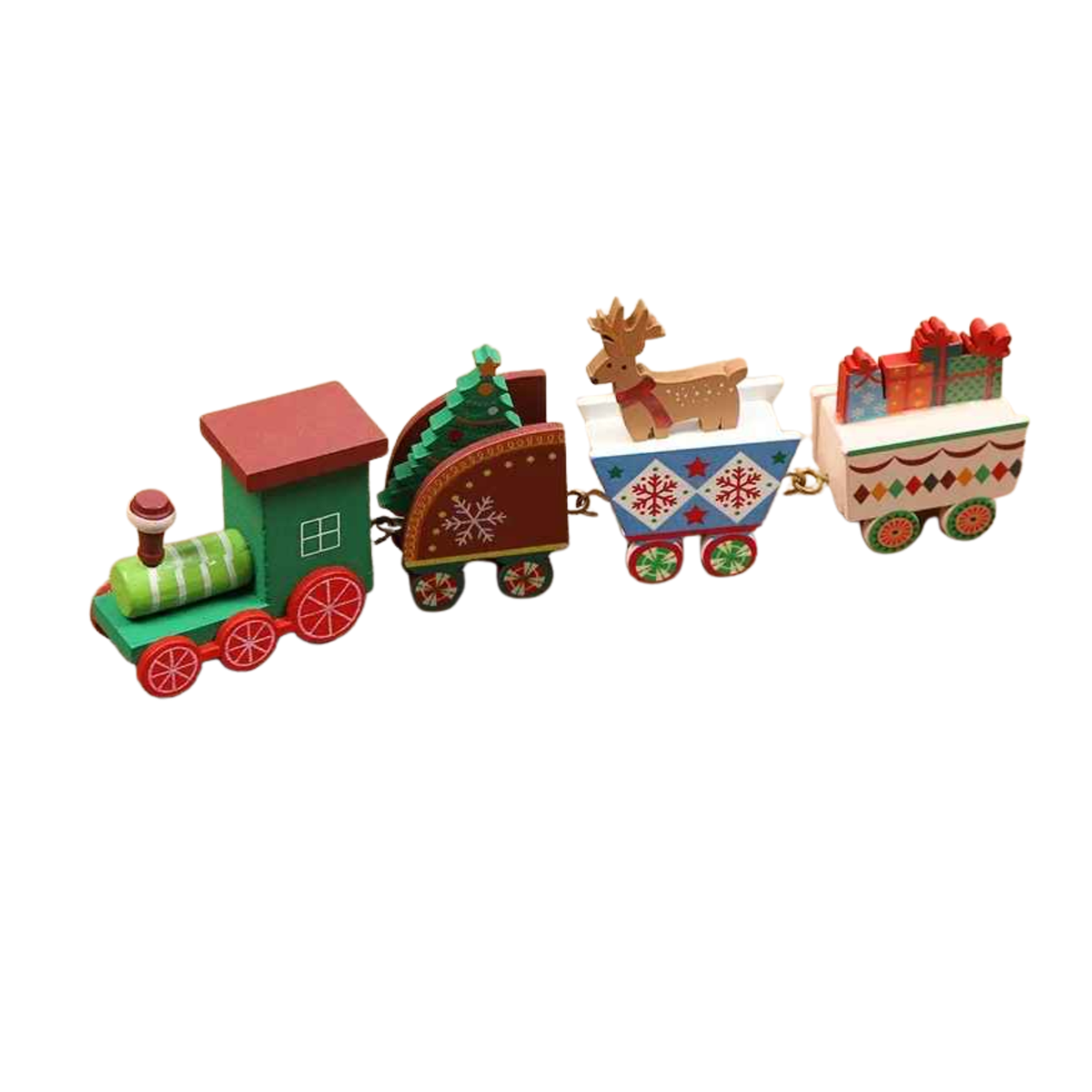 Mini Tren Navideño de Madera: Dale Magia a tu Hogar con 4 Piezas Conectables