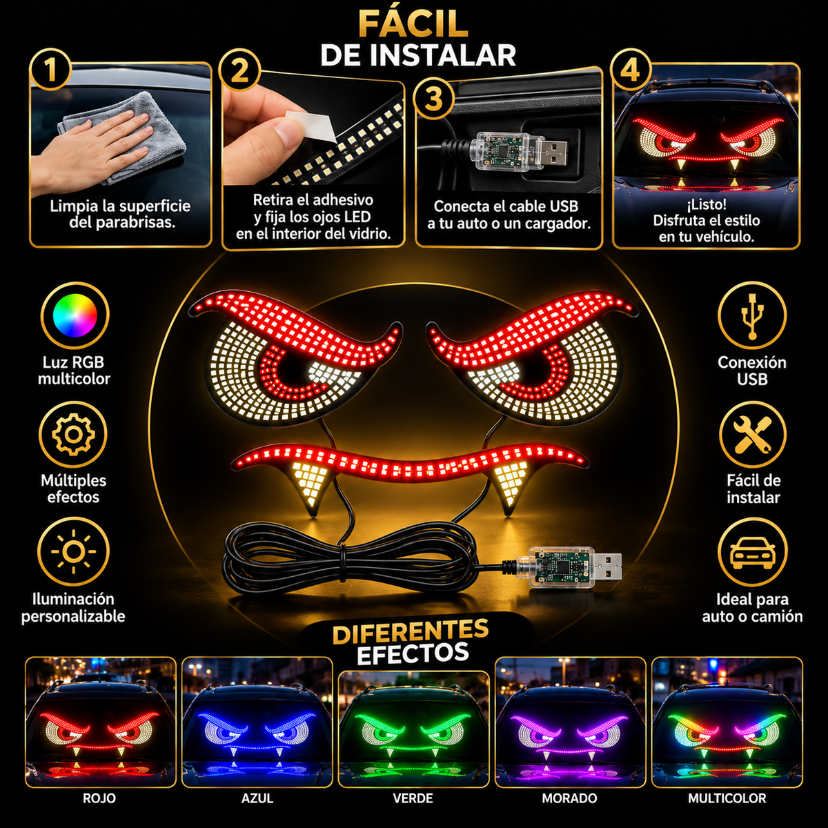 Ojos LED RGB para Auto | Personaliza tu vehículo