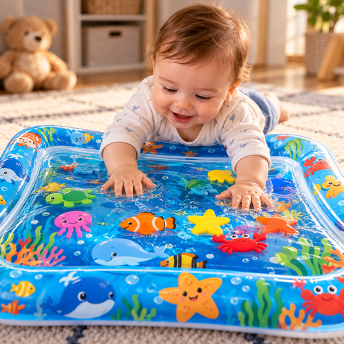 Alfombra Sensorial de Agua para Bebés - en uso - Iron Oak Chile