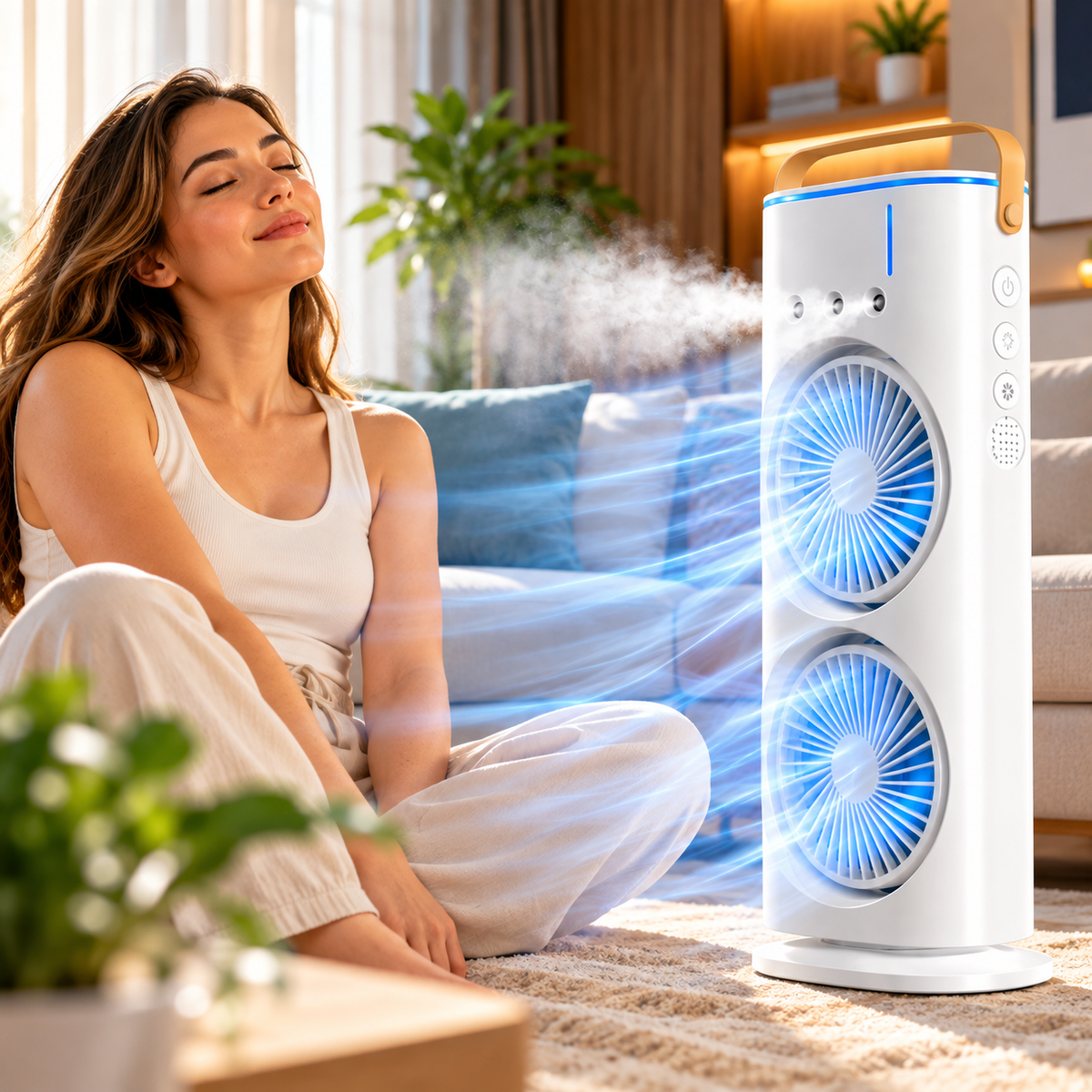Ventilador Doble 3 en 1 - en uso - Iron Oak Chile