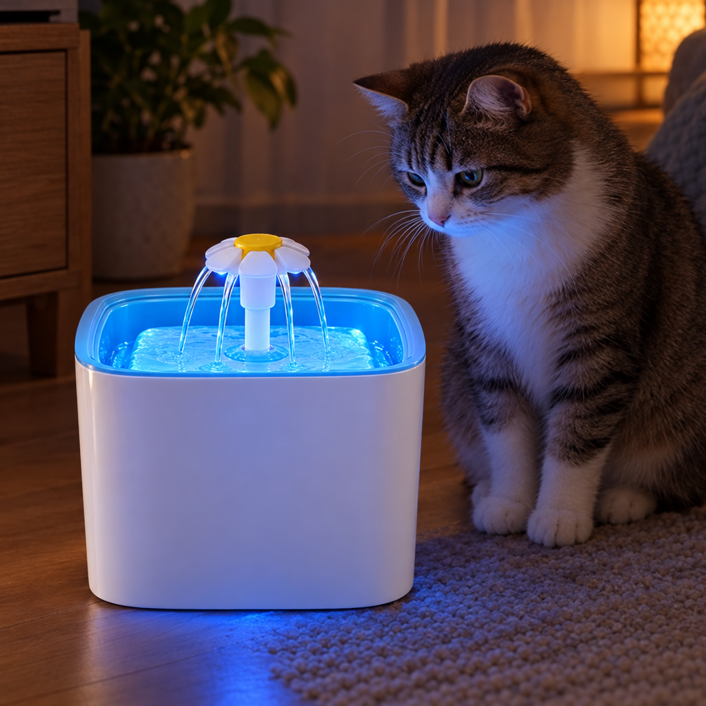 Fuente de Agua para Mascotas con Filtro y Luz LED - detalle del producto - Iron Oak Chile
