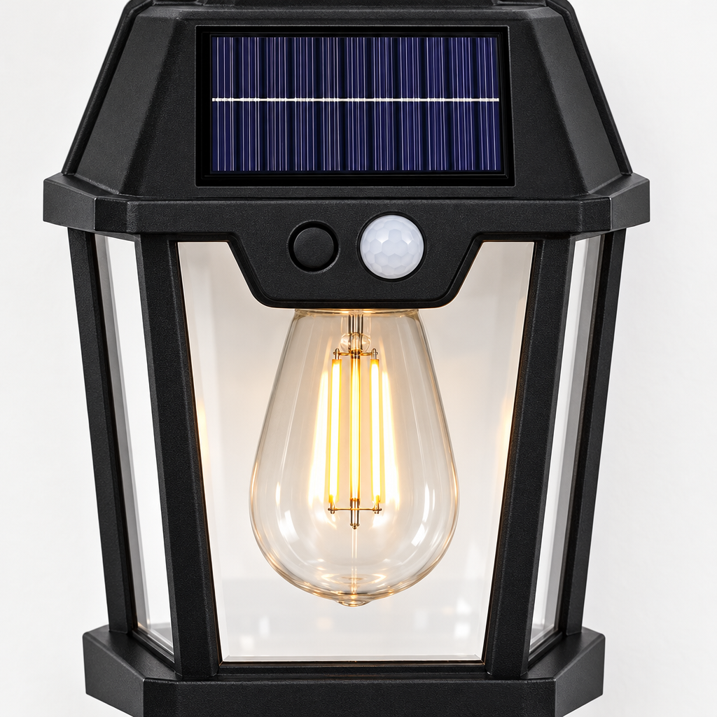 Farol Solar de Pared Vintage con Sensor de Movimiento - en uso - Iron Oak Chile