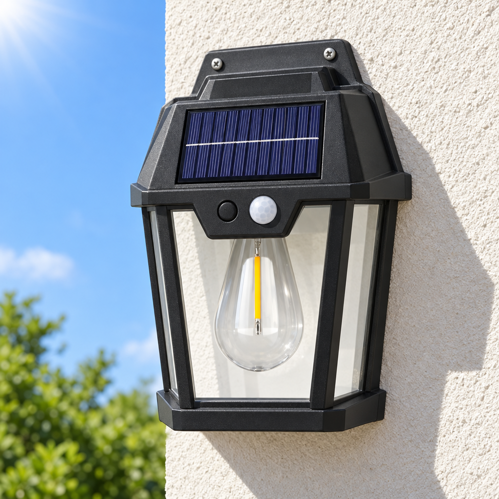 Farol Solar de Pared Vintage con Sensor de Movimiento - detalle del producto - Iron Oak Chile