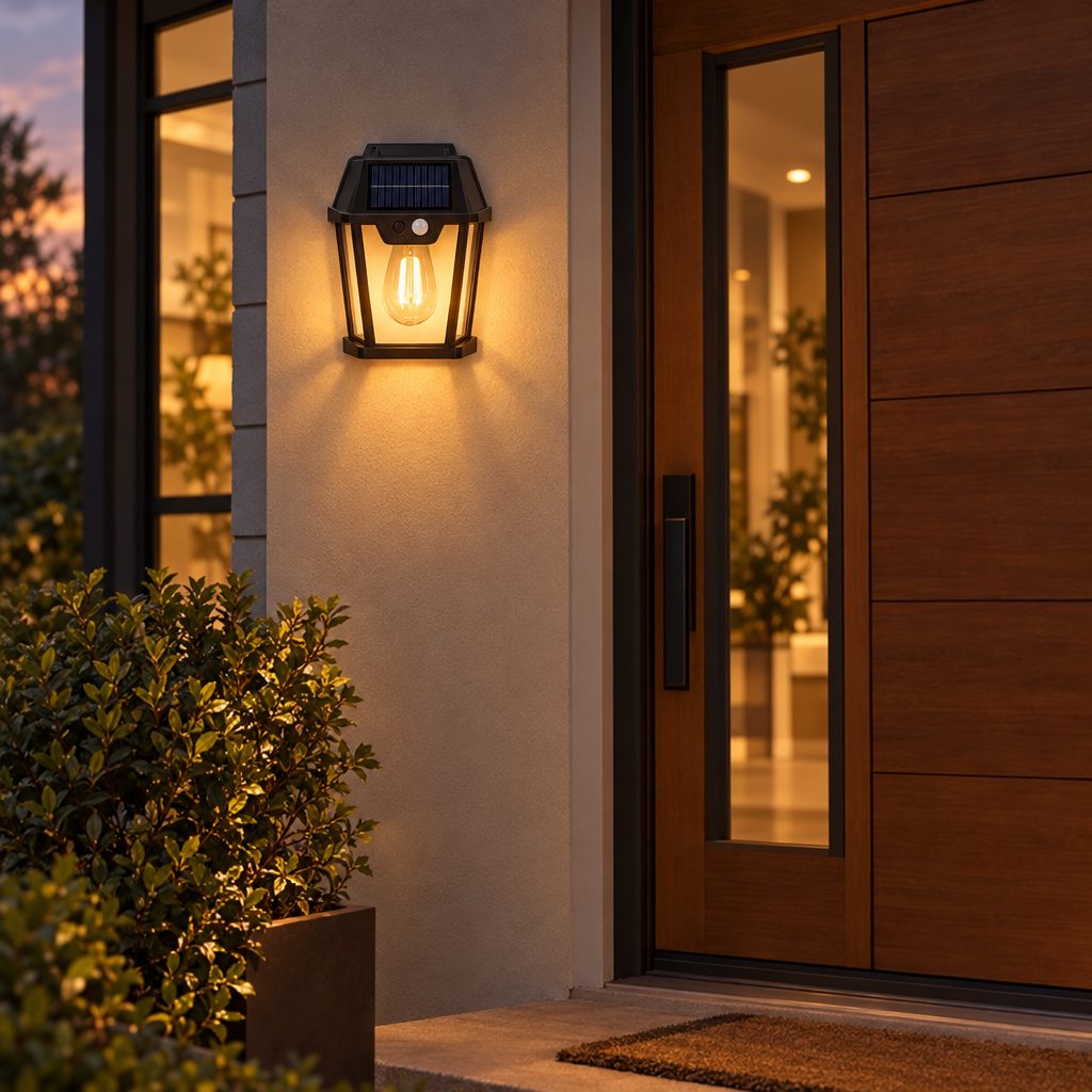 Farol Solar de Pared Vintage con Sensor de Movimiento - beneficios y características - Iron Oak Chile
