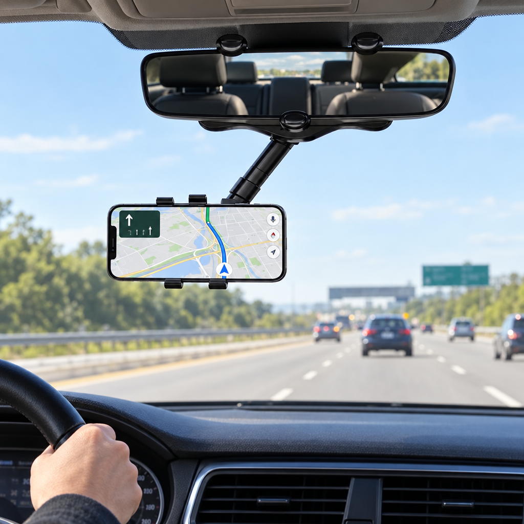 Holder para Celular al Espejo Retrovisor - beneficios y características - Iron Oak Chile