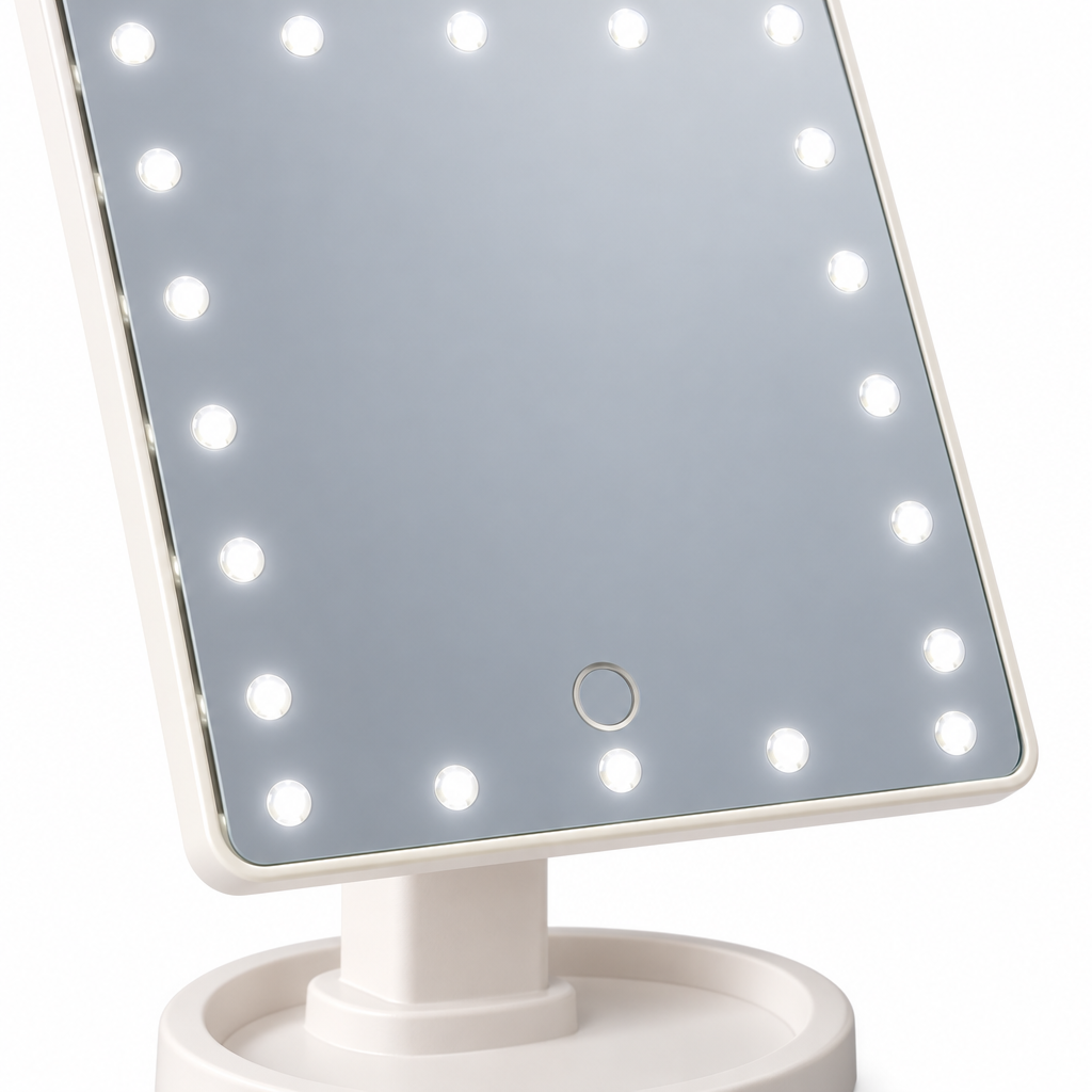 Espejo de Maquillaje con 22 Luces LED - en uso - Iron Oak Chile