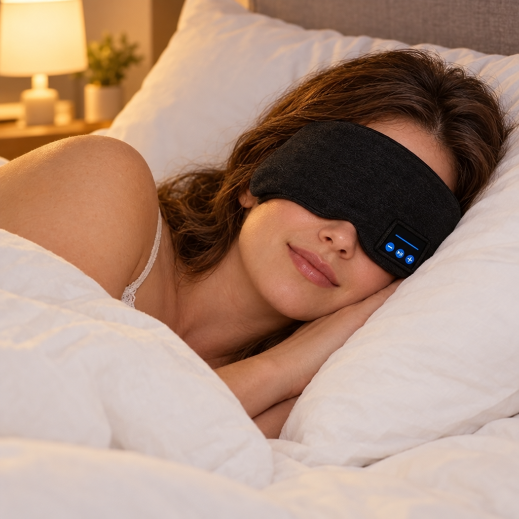 Antifaz para Dormir con Audífonos Bluetooth, Música y oscuridad total - foto 2
