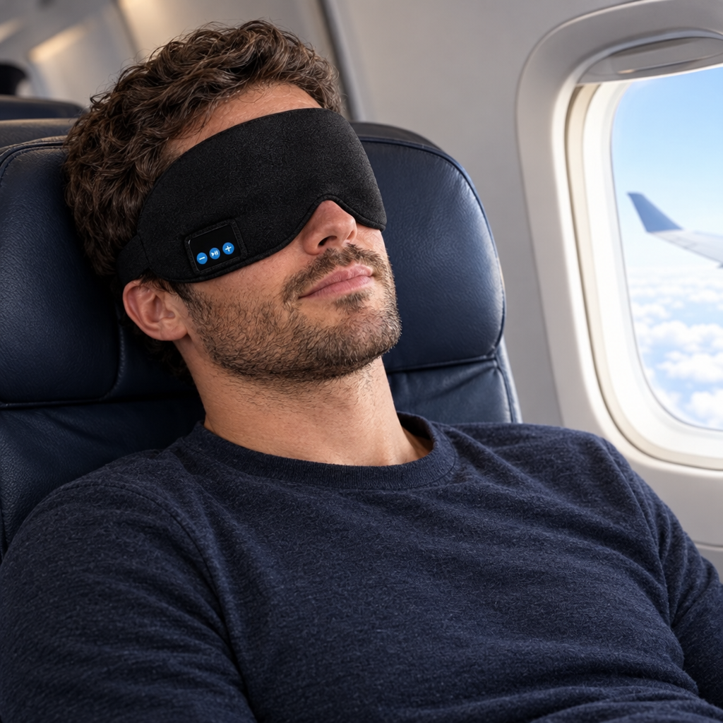 Antifaz para Dormir con Audífonos Bluetooth, Música y oscuridad total - foto 3