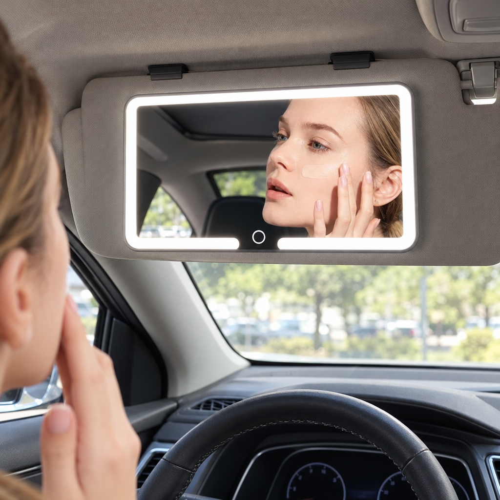 Espejo de Maquillaje con Luz LED para Auto - vista 3 - Iron Oak Chile