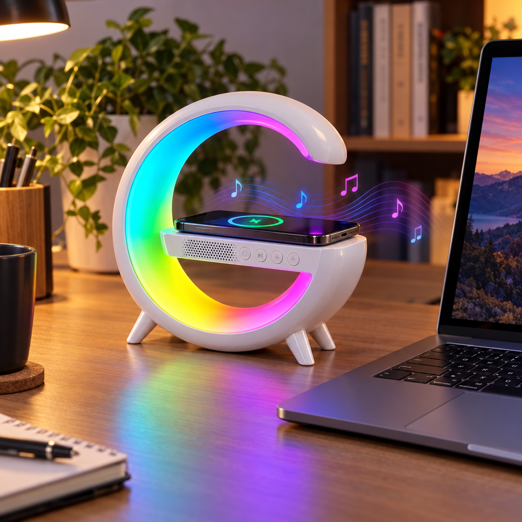 Lámpara LED con Parlante Bluetooth y Cargador - vista 4 - Iron Oak Chile