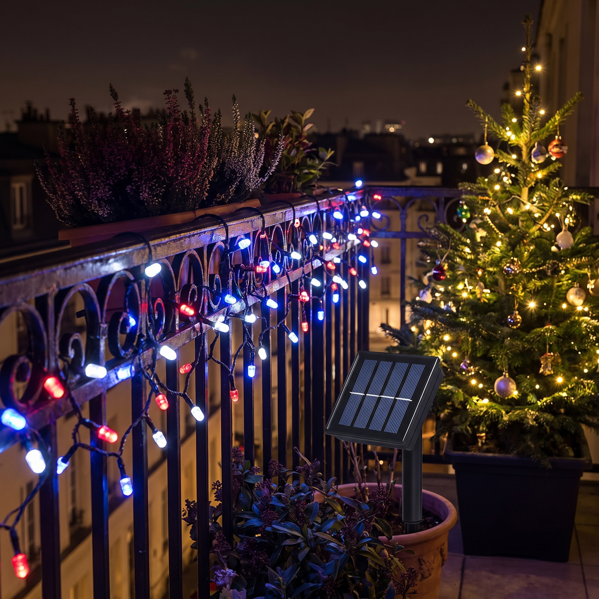 Pack 3 Luces Navideñas Solares 10 m - vista 3 - Iron Oak Chile