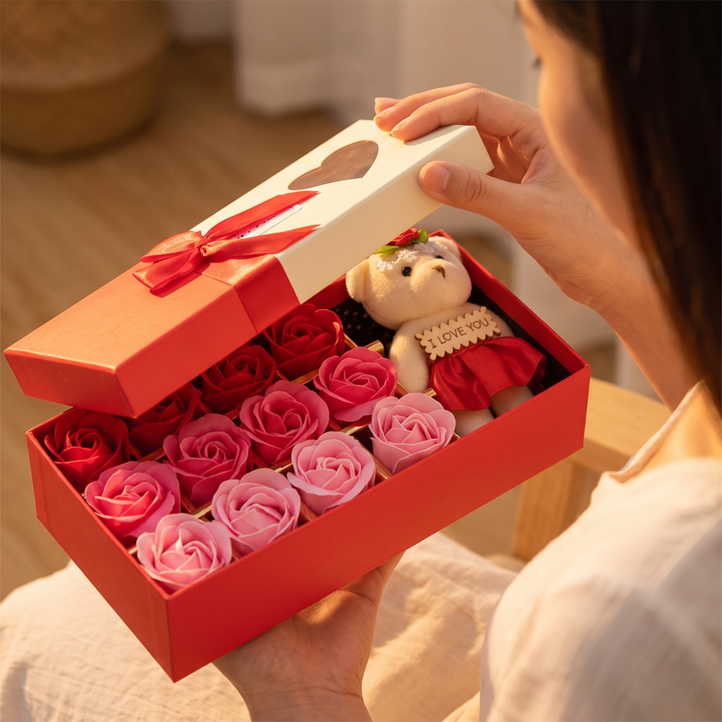 Caja de Regalo con Oso y Flores Eternas - vista 3 - Iron Oak Chile