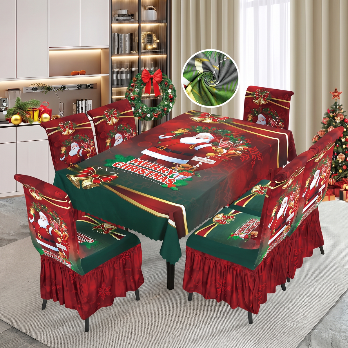 Set Navideño Mantel y 6 Fundas de Silla - vista 2 - Iron Oak Chile