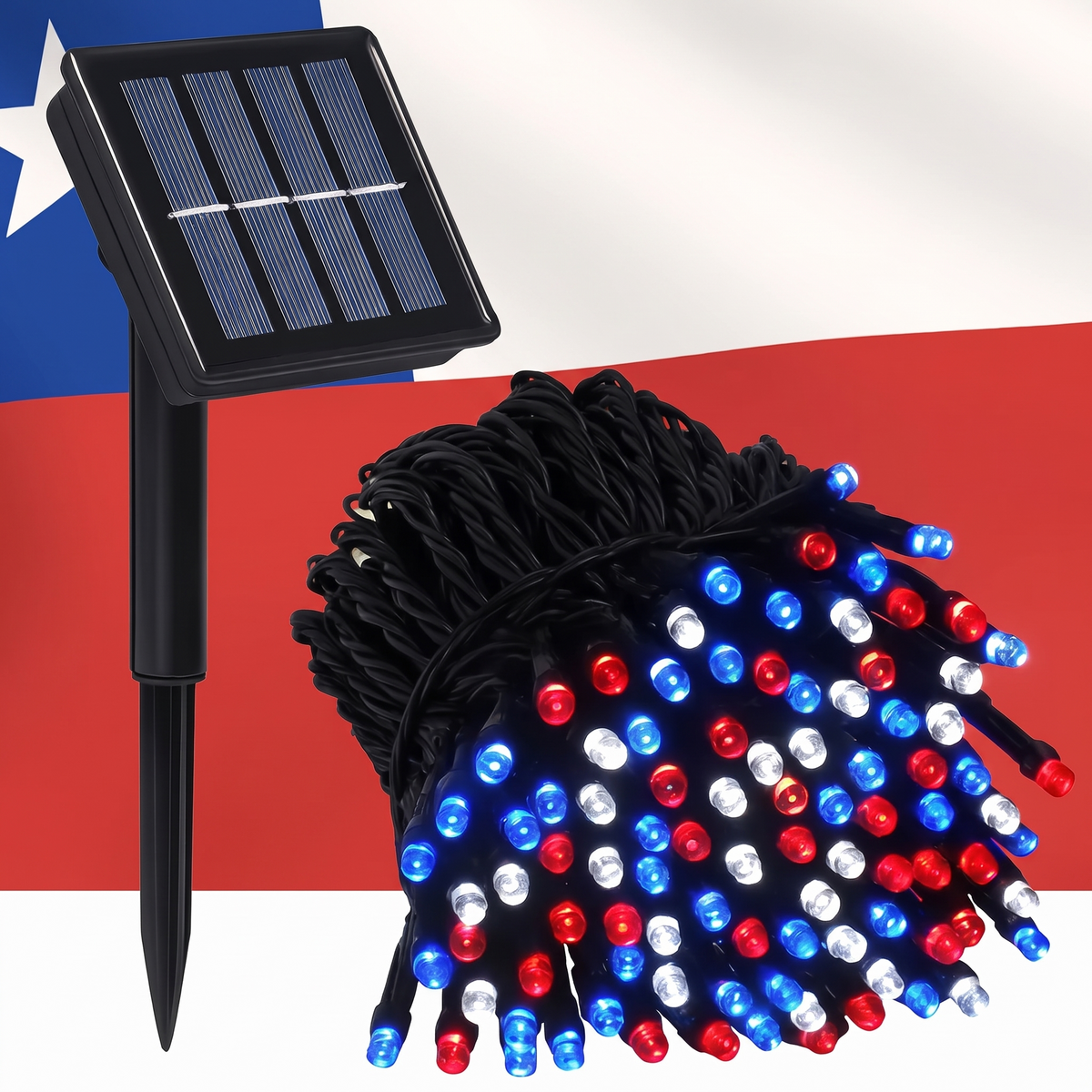 Pack 3 Luces Navideñas Solares 10 m - vista 1 - Iron Oak Chile
