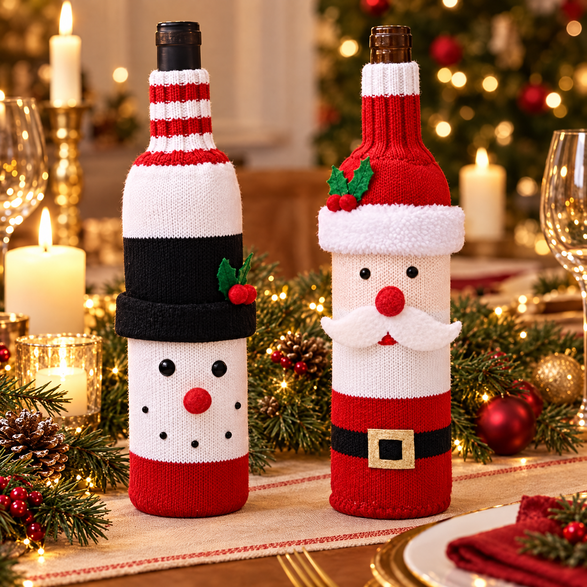 Fundas Navideñas para Botellas, Mesa de Fiesta - foto 5