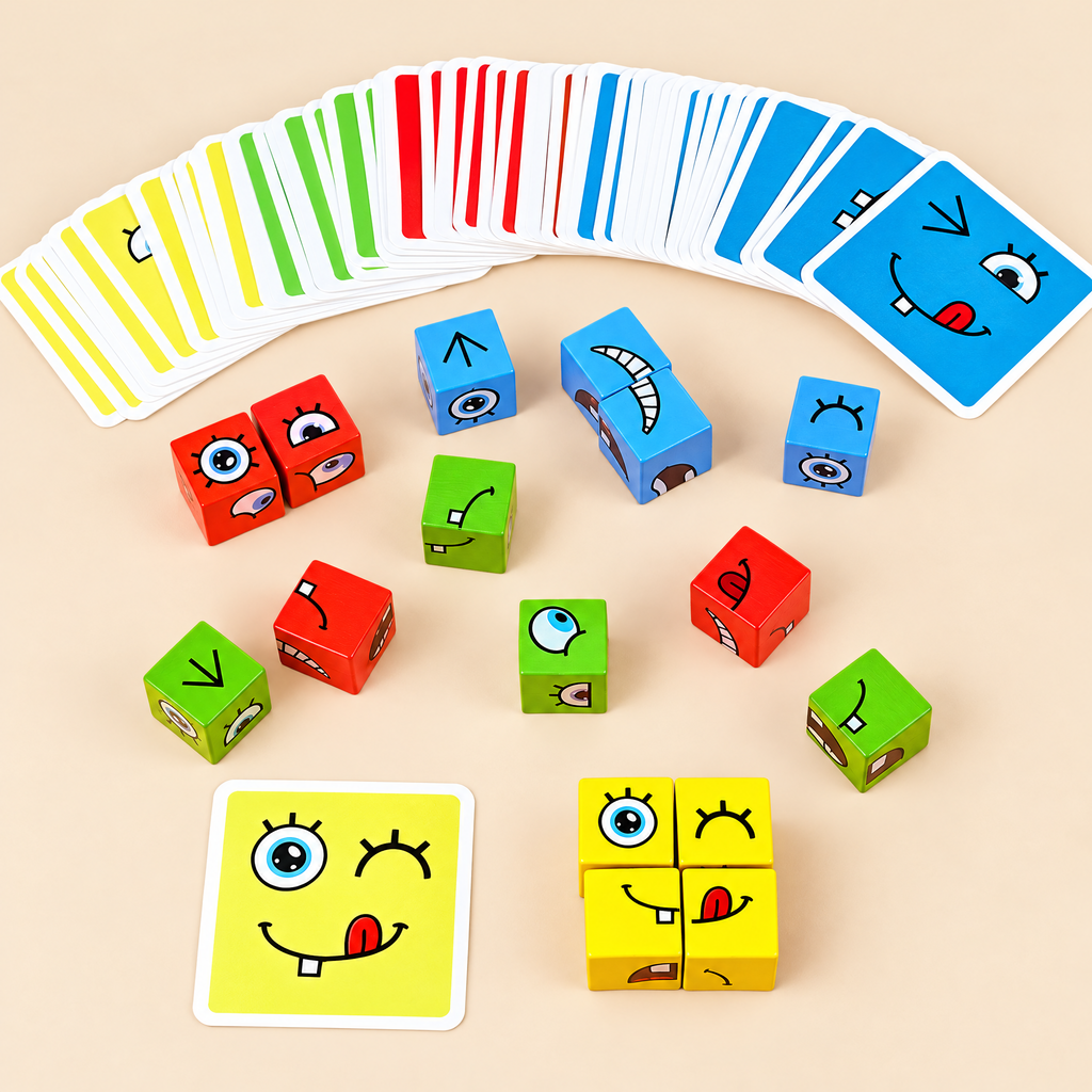 Juego Cambia Cara Montessori, Cubos de Madera - foto 4