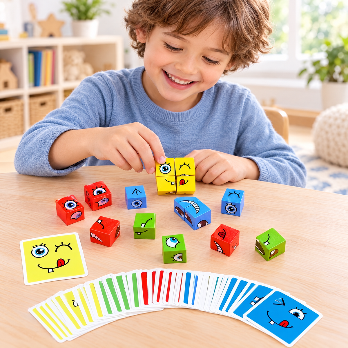 Juego Cambia Cara Montessori, Cubos de Madera - foto 5