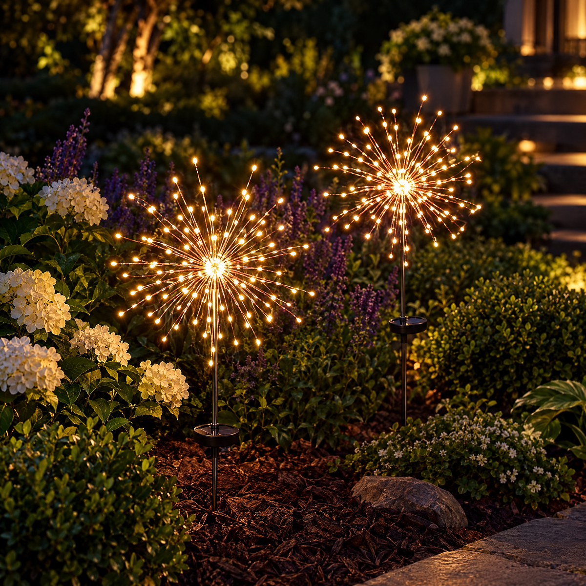 Pack 2 Luces Solares Fuegos Artificiales, Para jardín - foto 2