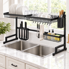Rack Escurridor de Platos sobre Lavaplatos 85 cm, Acero negro para doble fregadero - foto 5
