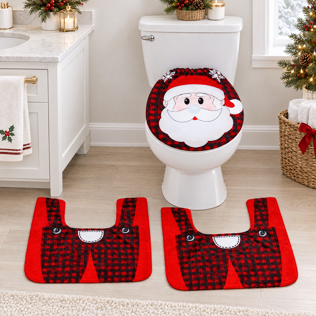 Set Navideño para Baño, Alfombra y Funda Inodoro - foto 5