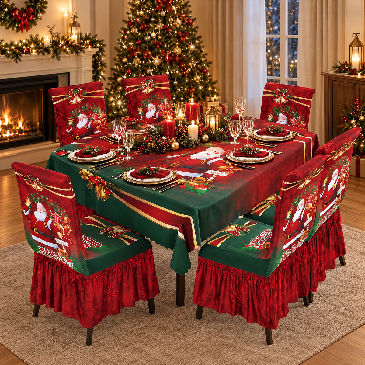 Set Navideño Mantel y 6 Fundas de Silla, 7 piezas - foto 5