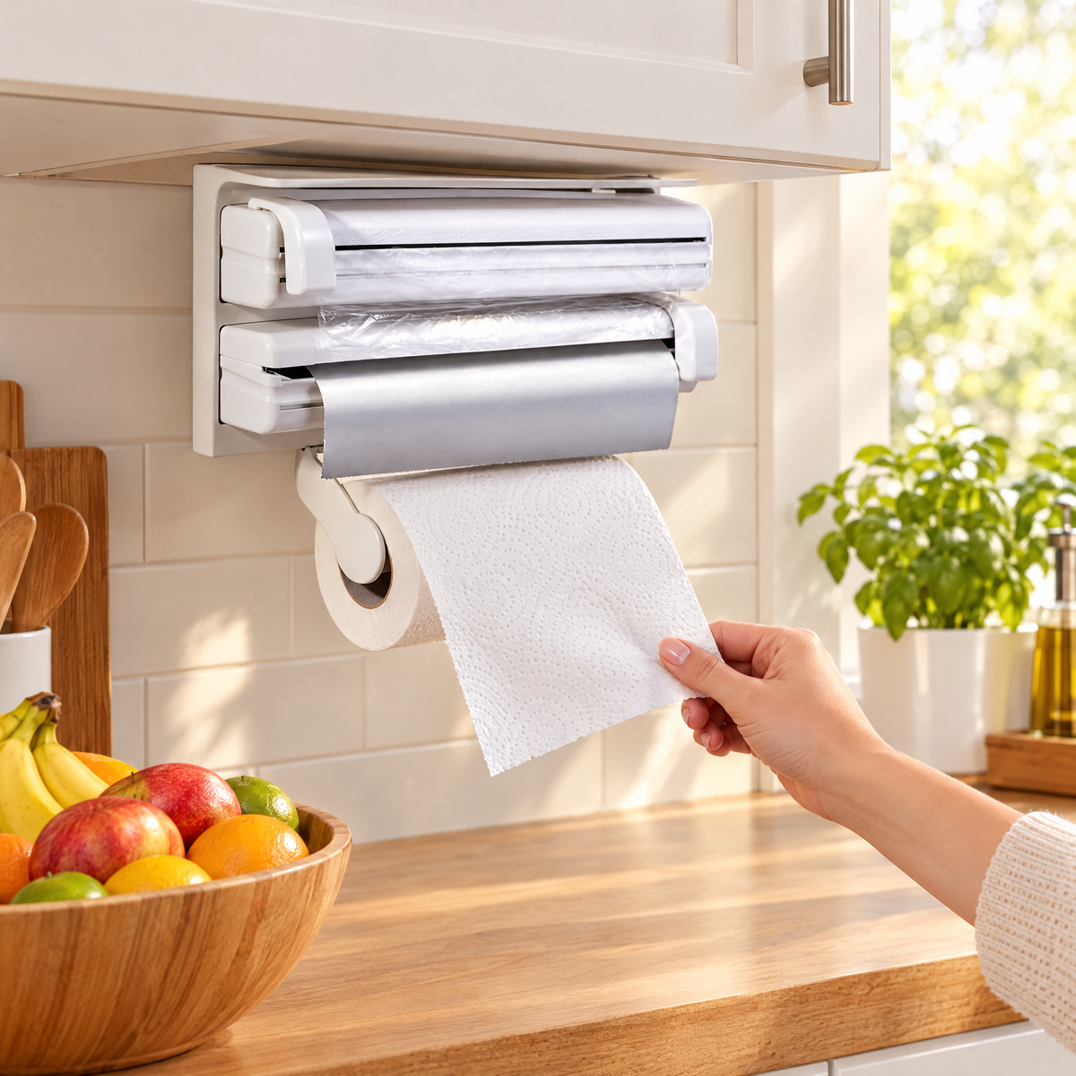 Dispensador de cocina 3 en 1 para papel, film y aluminio