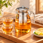Tetera de vidrio con infusor de acero